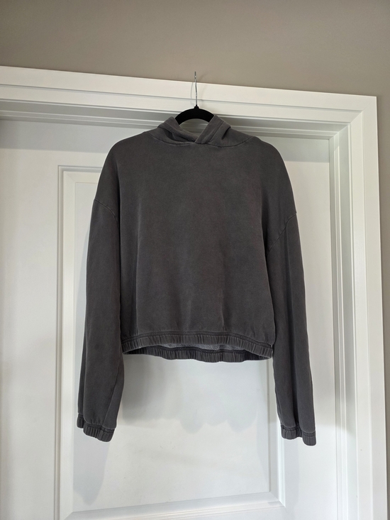 Harlow Tops - Harlow Washed Charcoal Cropped Hoodie